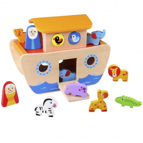 TOOKY TOY Drewniana Arka Noego Sorter Kształtów 18 El.