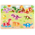 TOOKY TOY Drewniane Puzzle Układanka Dinozaury Kształty