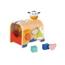 TOOKY TOY Drewniany Sorter Kształtów Krówka Klocki Kształty 6 el.