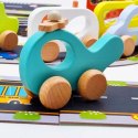 TOOKY TOY Zestaw Droga Puzzle dla Dzieci Autostrada Makieta 21 el. Certyfikat FSC + 6 Pojazdów Drewnianych