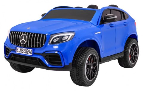 Auto Mercedes GLC 63S dla dzieci Niebieski + Napęd 4x4 + MP4 + LED + Ekoskóra + Wolny Start + EVA