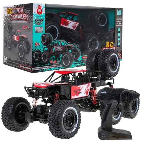 Zdalnie sterowany Crawler Rock 1:8 dla dzieci 6+ Pilot 2,4 GHz + zapasowe koła