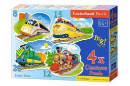 Puzzle 4w1 8,12,15,20-elementów Funny Trains