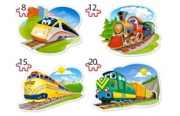 Puzzle 4w1 8,12,15,20-elementów Funny Trains