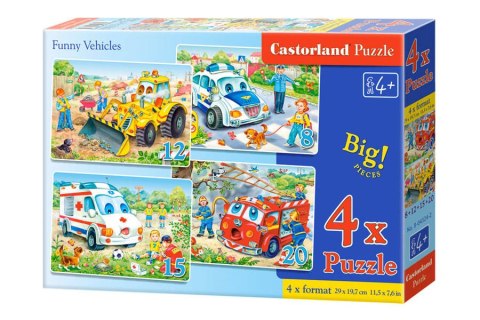 Puzzle 4w1 8,12,15,20-el Funny Vehicles