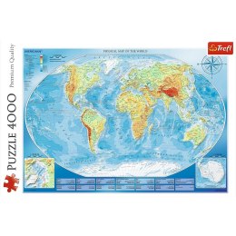 Puzzle 4000 elementów - Wielka mapa fizyczna świata Trefl