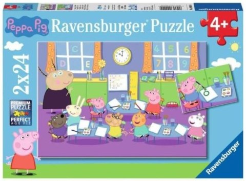 Puzzle 2x24elementy Świnka Peppa i cała klasa Ravensburger Polska