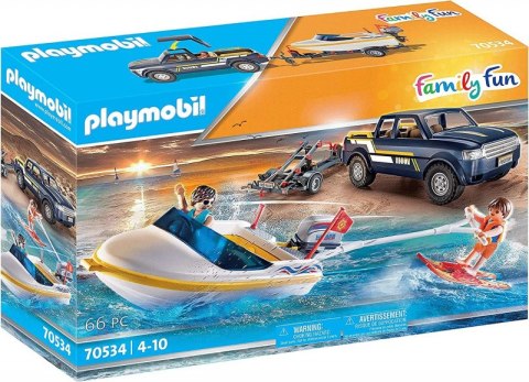 Zestaw figurek Family Fun 70534 Pickup z łodzią motorową Playmobil