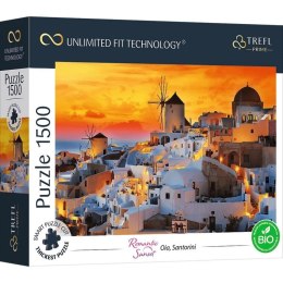 Puzzle 1500 elementów UFT Zachód słońca, Oia Santorini Trefl