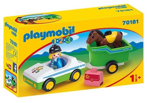 Zestaw z figurkami 1.2.3 70181 Samochód z przyczepą dla konia Playmobil