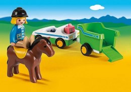 Zestaw z figurkami 1.2.3 70181 Samochód z przyczepą dla konia Playmobil