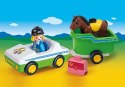 Zestaw z figurkami 1.2.3 70181 Samochód z przyczepą dla konia Playmobil