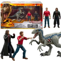 Jurassic World figurki Owen + Velociraptor Blue + Rain Delacourt ZA4911