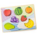 VIGA Drewniane Puzzle Układanka Montessori 2w1 Figurki Owoce