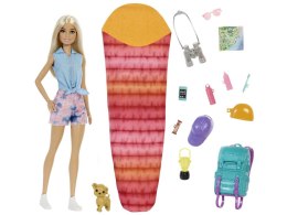 Lalka Barbie Malibu Camping podróżniczka + akcesoria HDF73 ZA5086