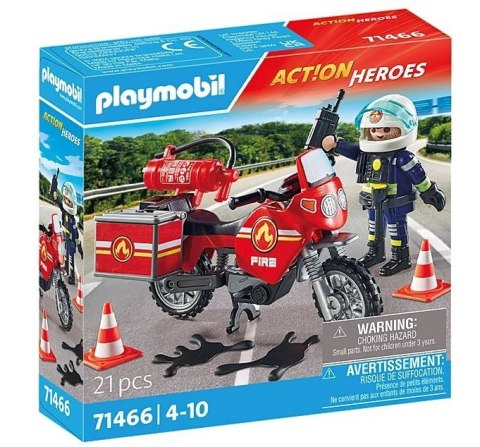 Zestaw z figurką Action Heroes 71466 Motocykl straży pożarnej na miejscu wypadku Playmobil