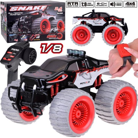 Olbrzymie Auto Monster Snake 4x4 muzyka światła drift 360st. Pilot RC0633