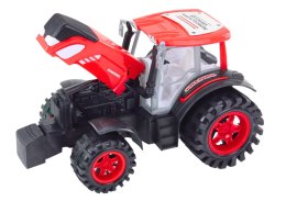 Duży Traktor Rolniczy Z Przyczepą I Balami Siana Napęd Czerwony